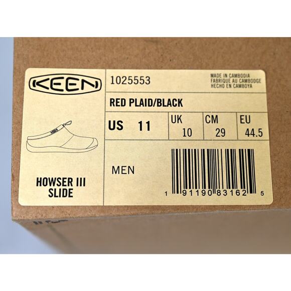 KEEN Men's Howser III Slide BLK/RED Plaid Sz11 1025553 NIB - Picture 9 of 9